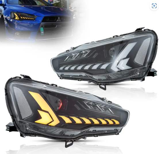 Lupas/focos delanteros VLAND con proyecctor de doble haz y demon eye, Mitsubishi Lancer 2008-2017 / EVO X.