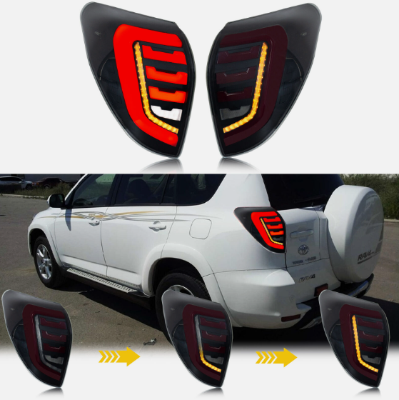 Focos traseros secuenciales ahumados para Toyota Rav4 2006-2012.