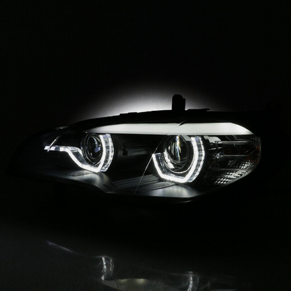 Focos delanteros con doble halo DRL para BMW E70 X5 2007-2010